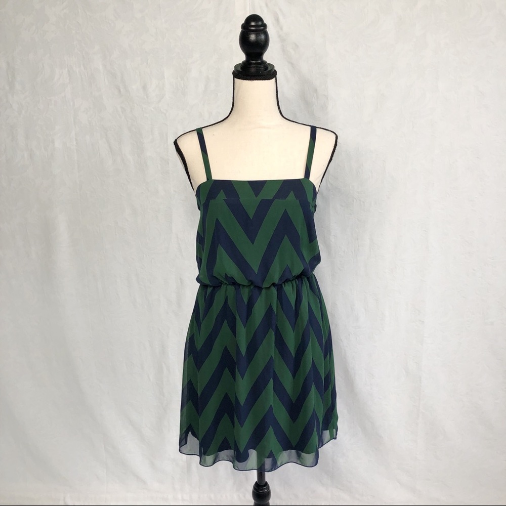 Forrest Green & Navy Blue Zig Zag Dress